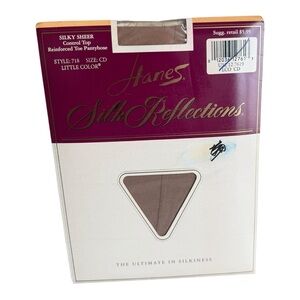 Hanes Silk Reflections Silky Sheer Little Color Pantyhose Control Top 718 Sz CD